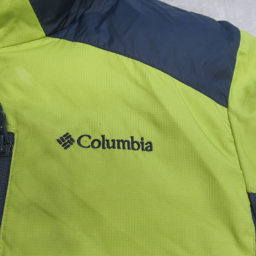 Columbia Jacket Youth Large Green Reversible Rain Wind FullZip Insulated Puffer